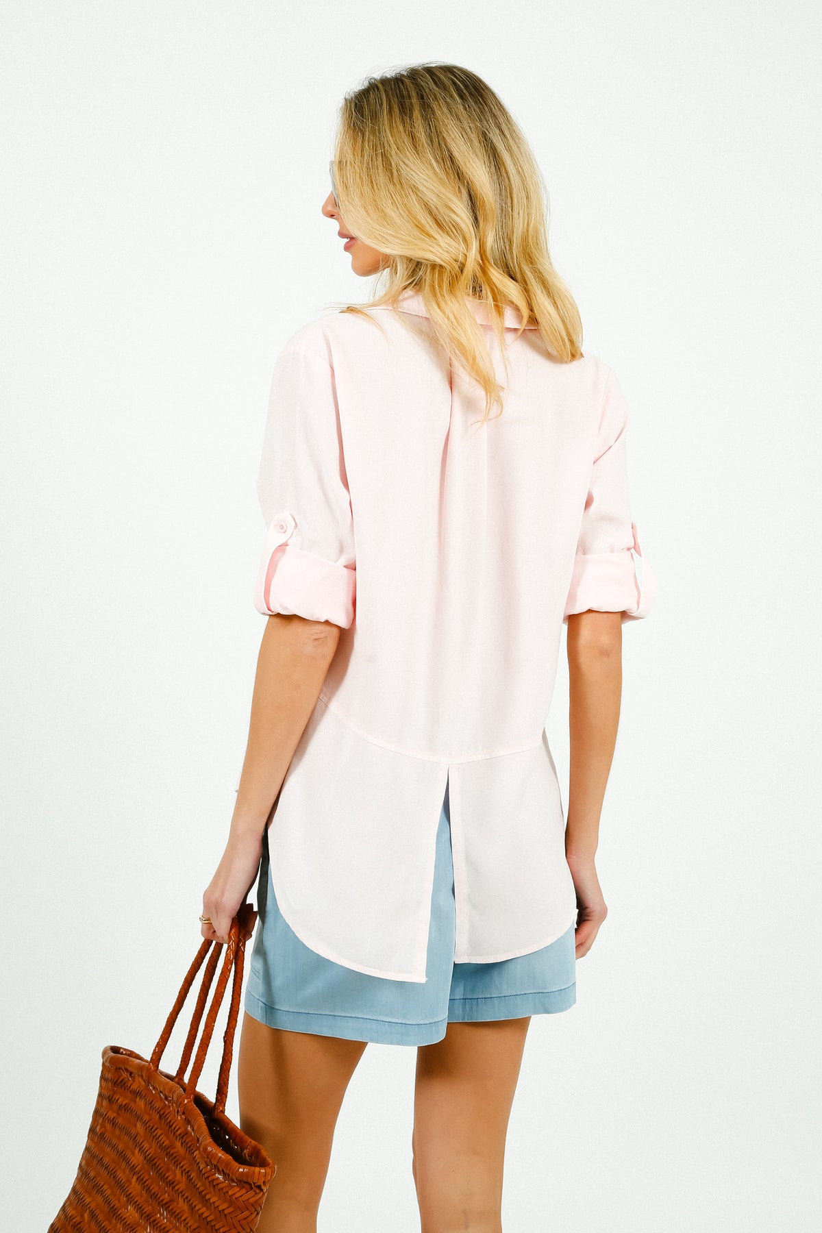 BD Split Back Button Down in Petal Pink