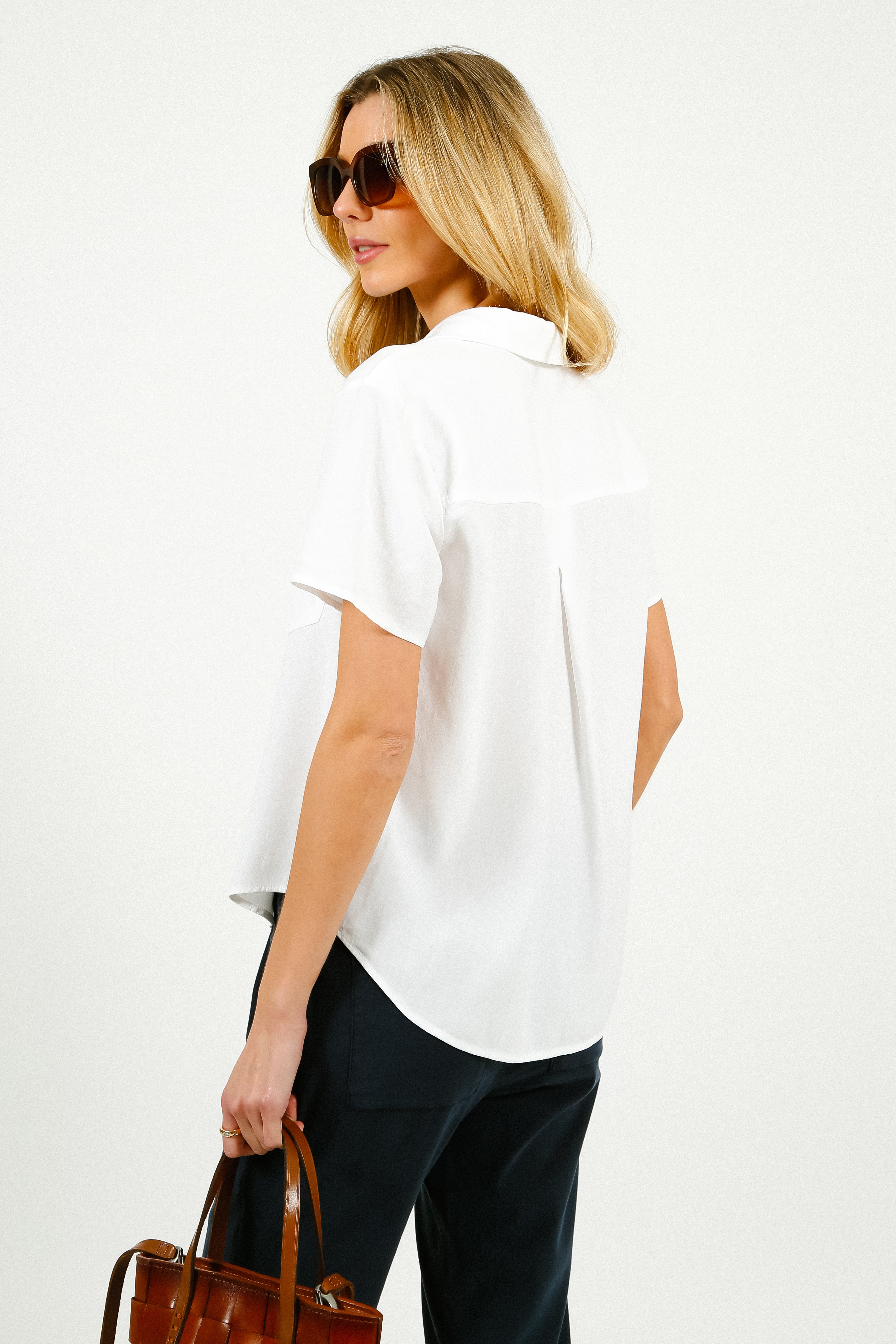 BD Short Sleeve Pocket Button Down in White