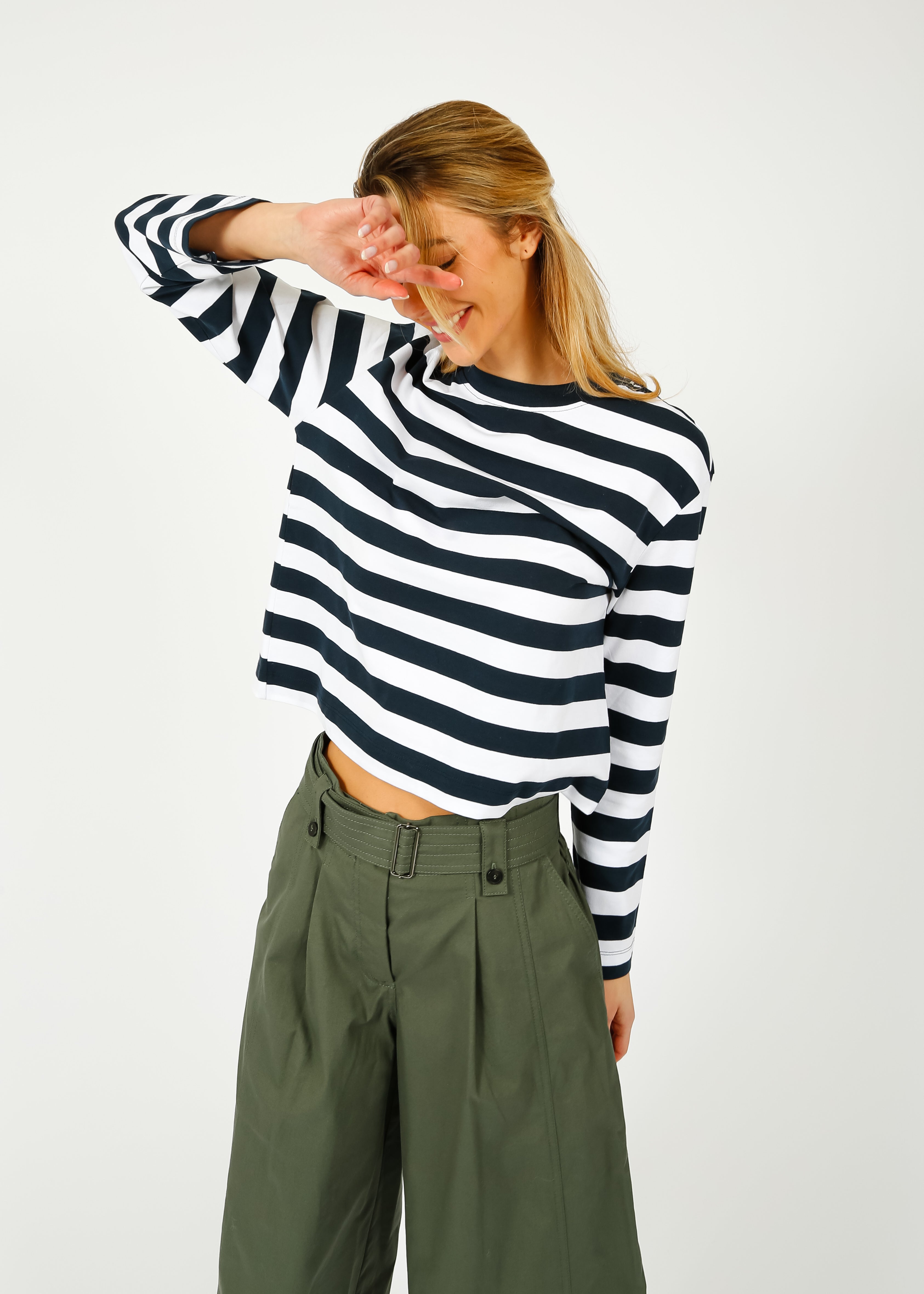 SLF Essential LS Striped Tee in Dark Sapphire