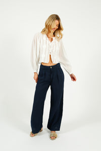 You added <b><u>MAISON H Marisa Linen Pant in Navy</u></b> to your cart.