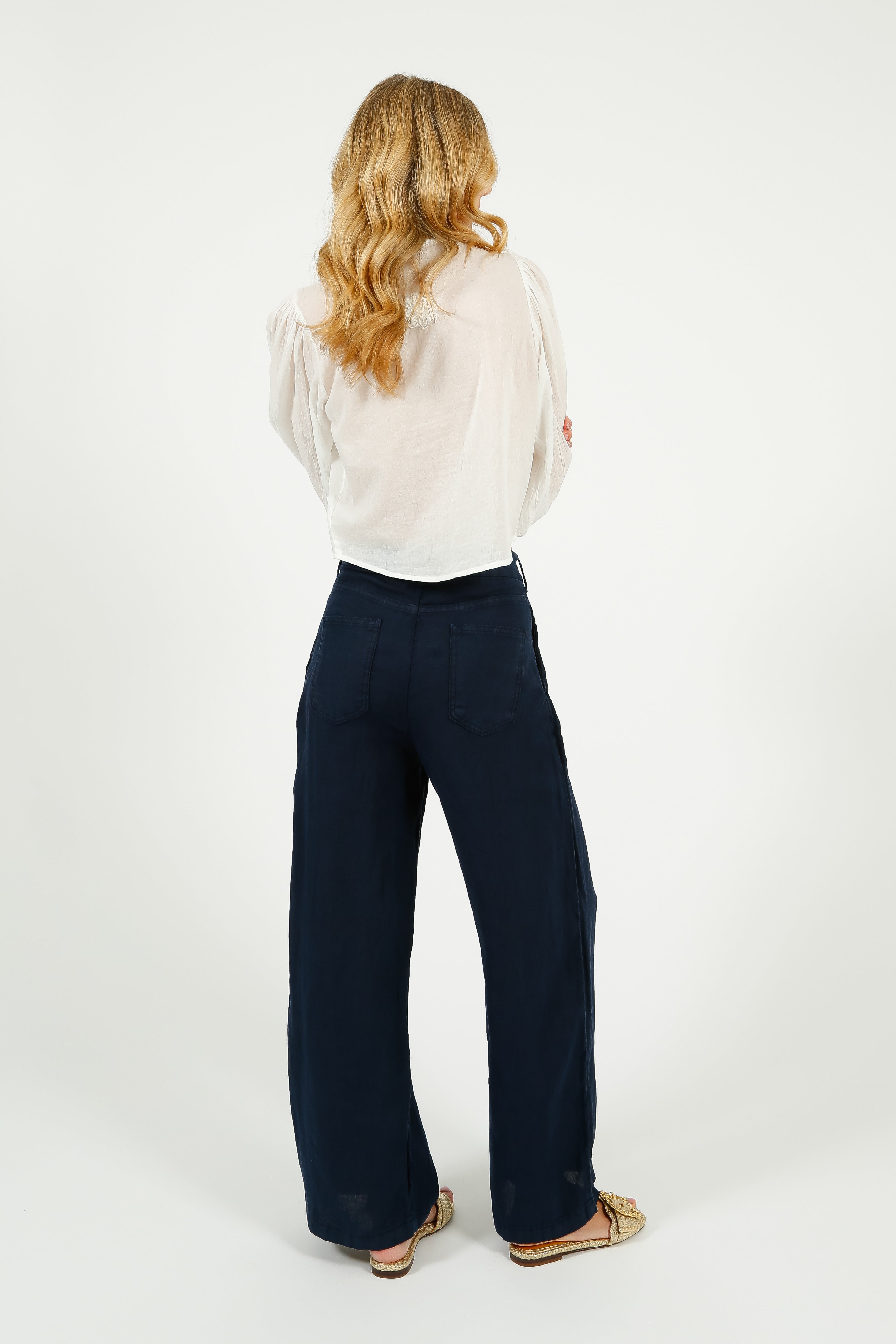 MAISON H Marisa Linen Pant in Navy