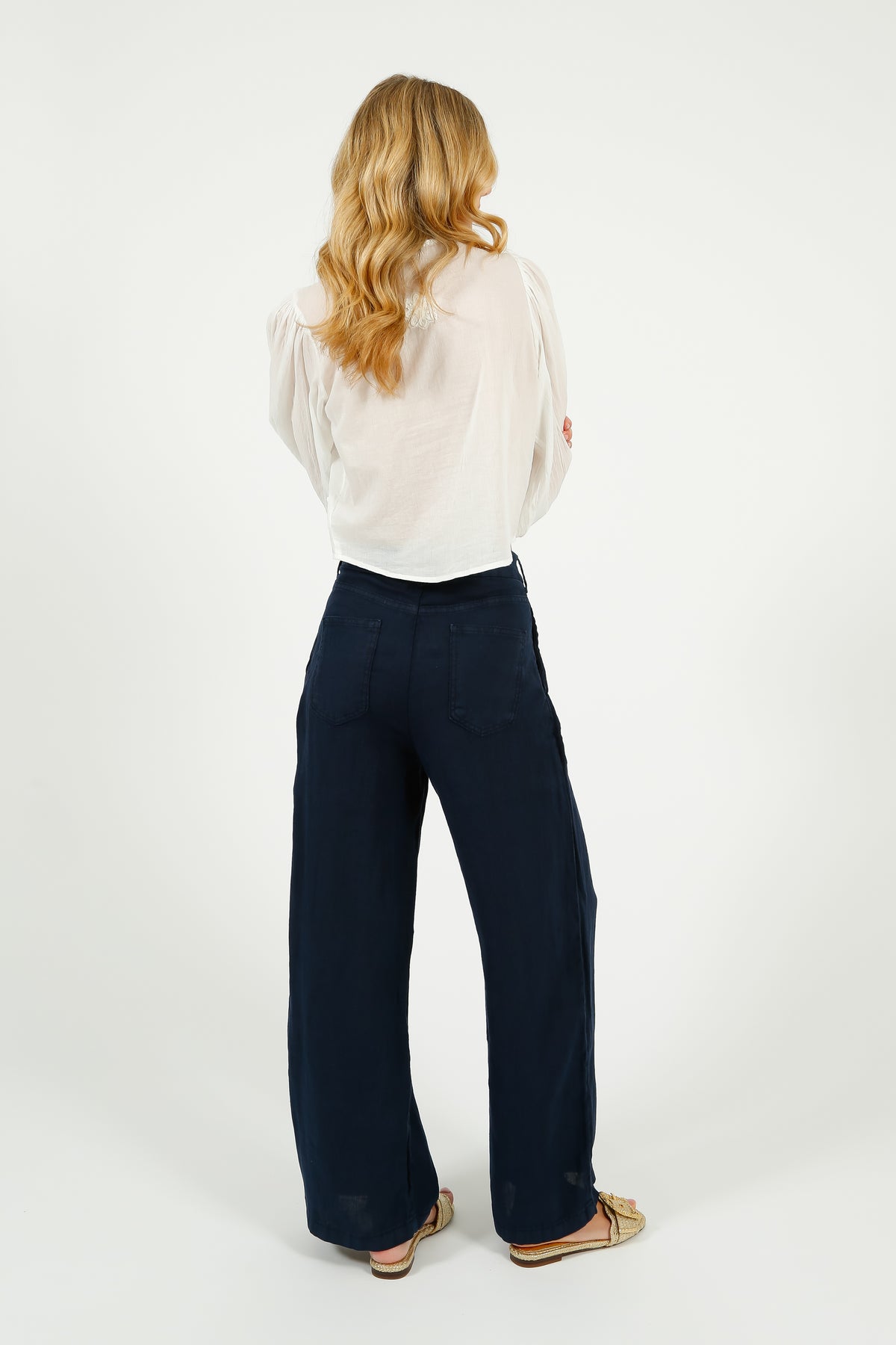MAISON H Marisa Linen Pant in Navy