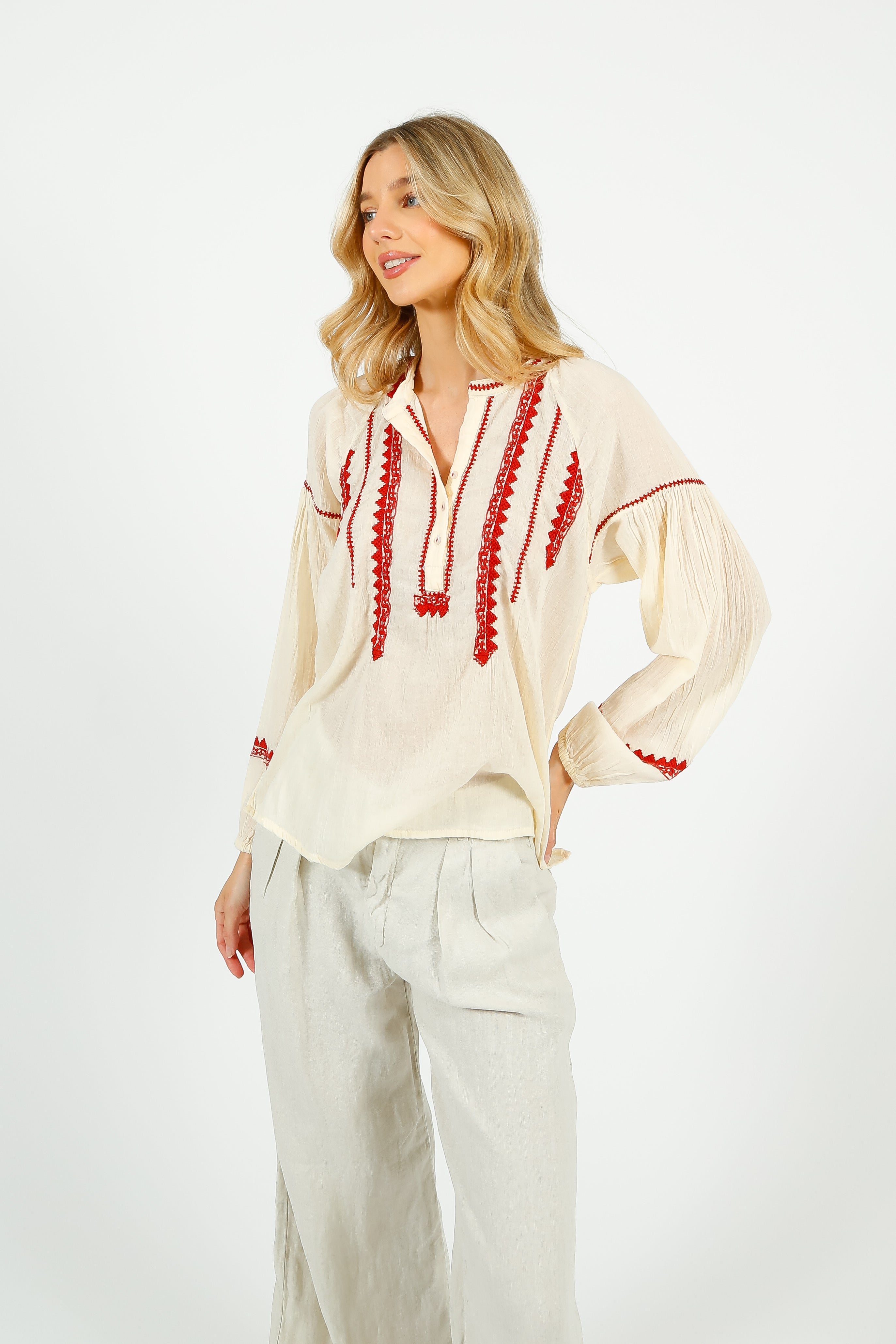 MAISON H Irina Blouse in Bell Pepper