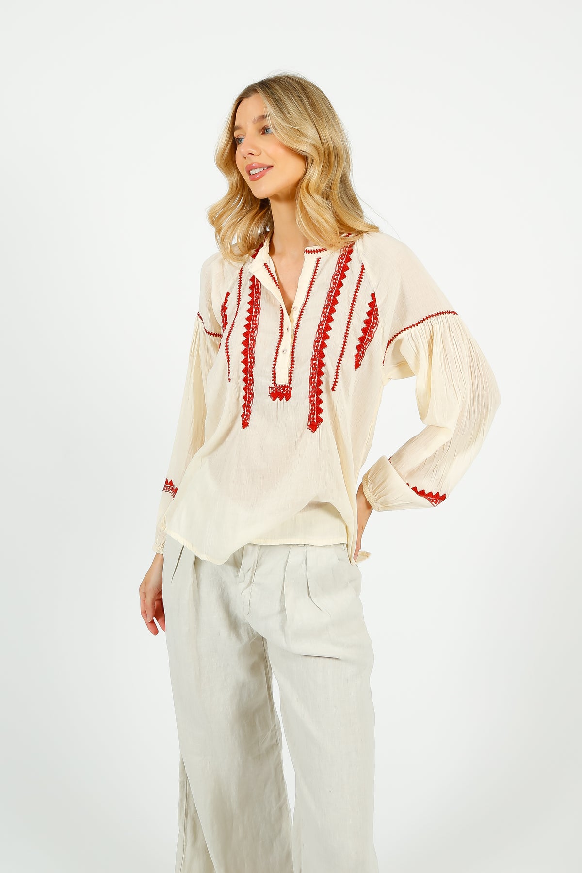 MAISON H Irina Blouse in Bell Pepper