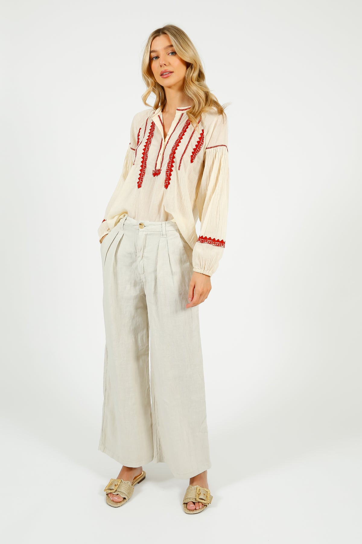 MAISON H Marisa Linen Pant in Off White