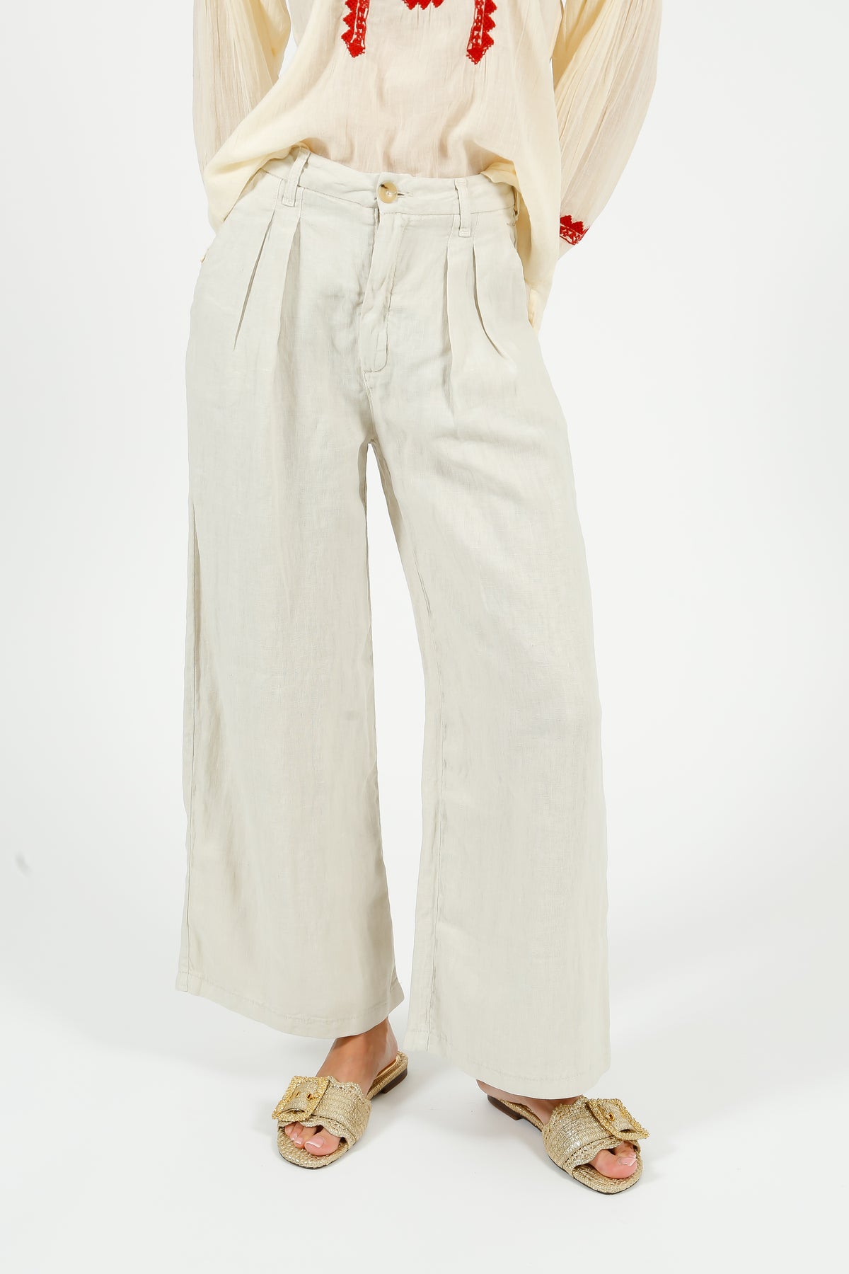 MAISON H Marisa Linen Pant in Off White