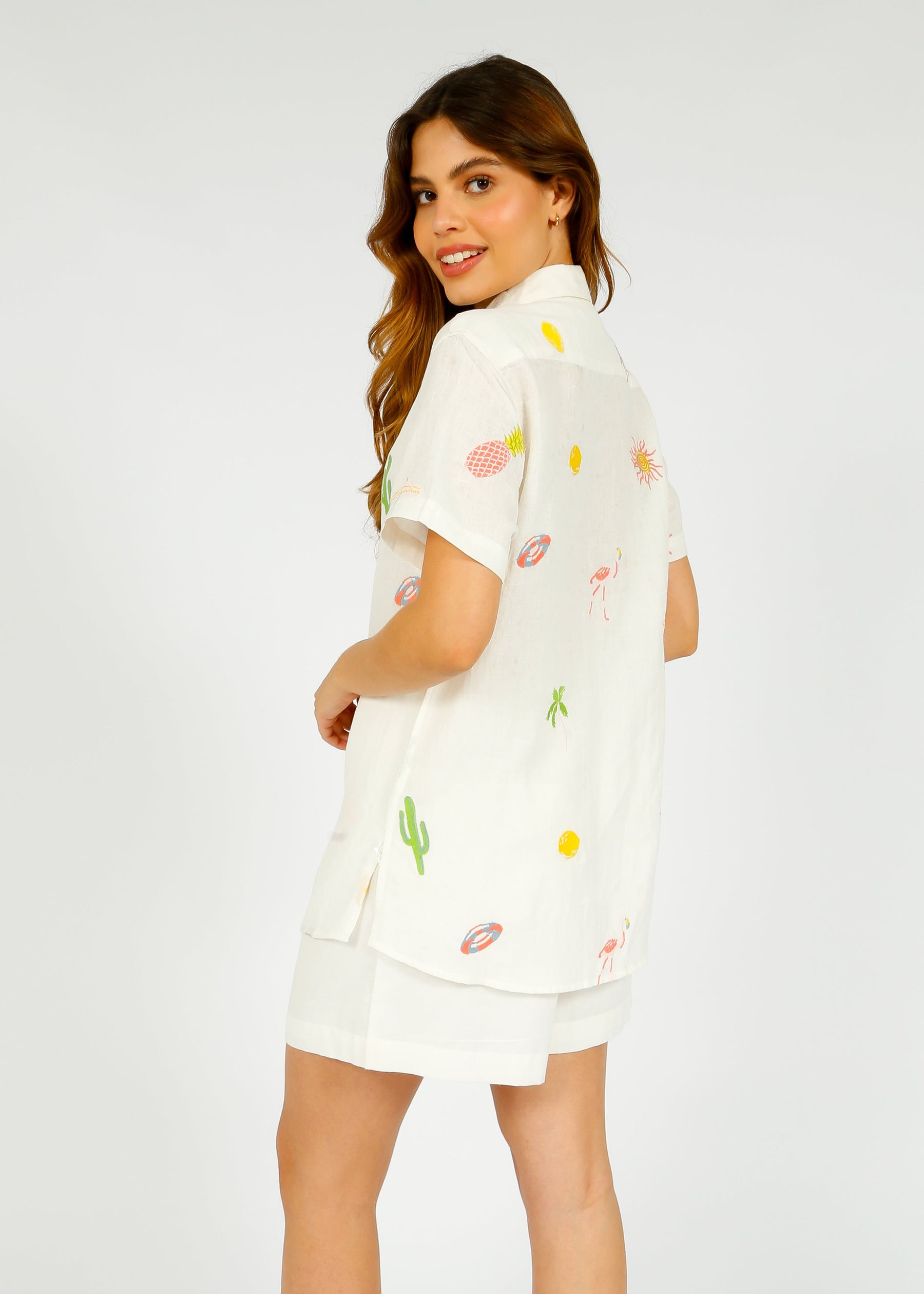 Primrose Park Ada Shirt in Icons Embroided White