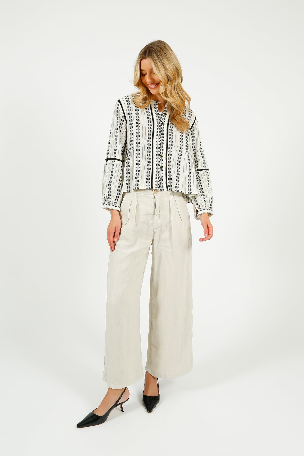 MAISON H Marisa Linen Pant in Off White