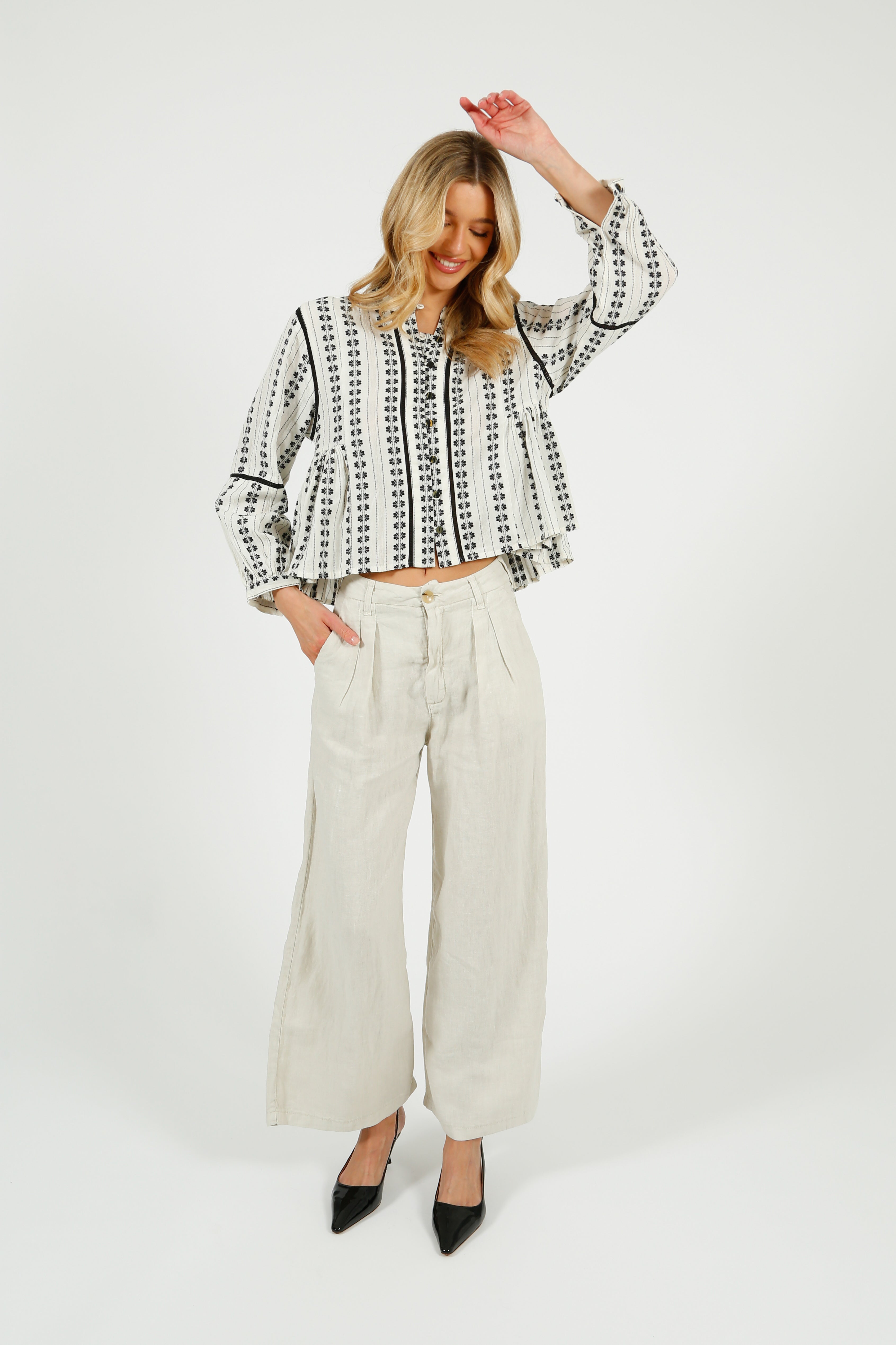 MAISON H Consuelito Blouse in Pearl Jam