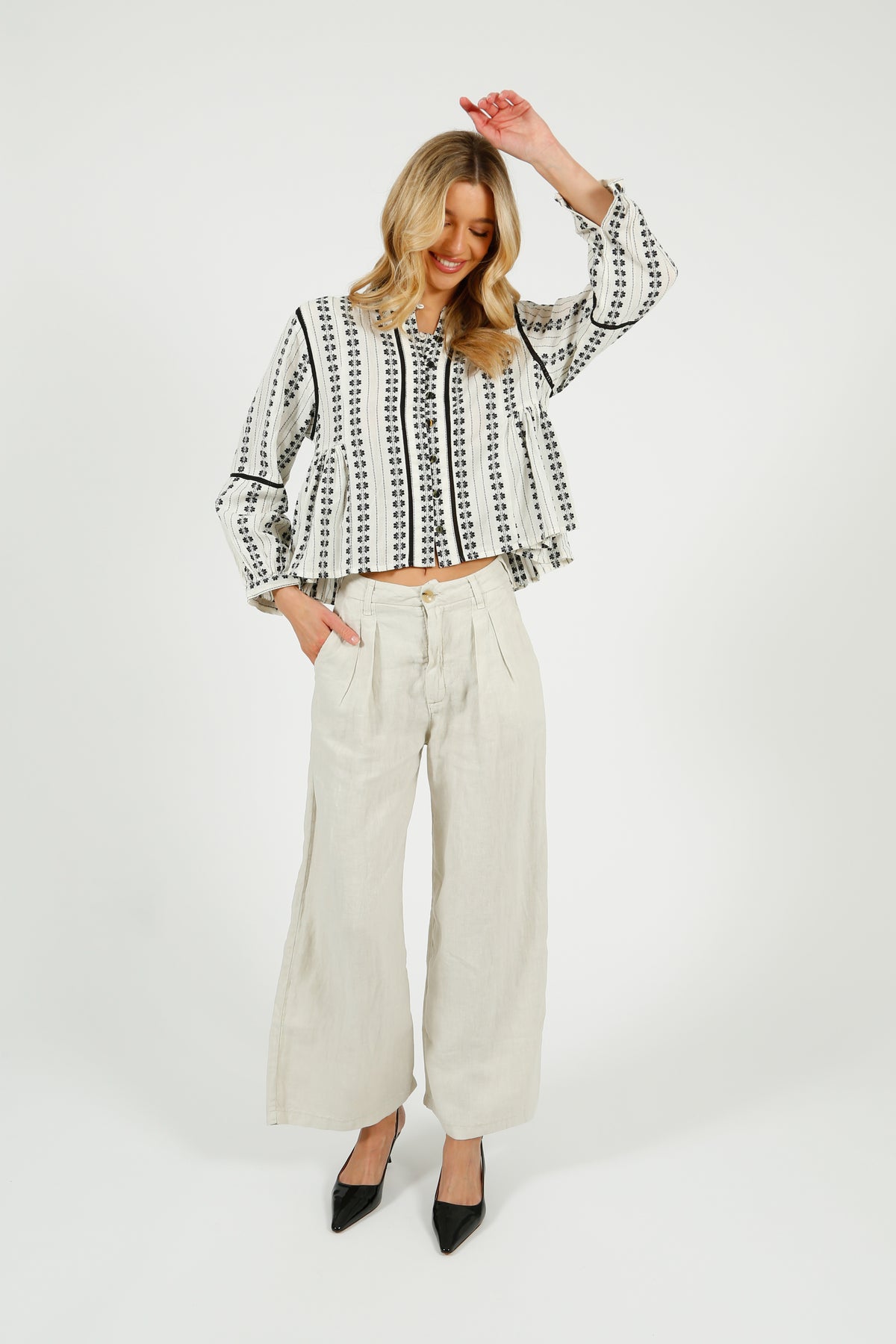 MAISON H Consuelito Blouse in Pearl Jam