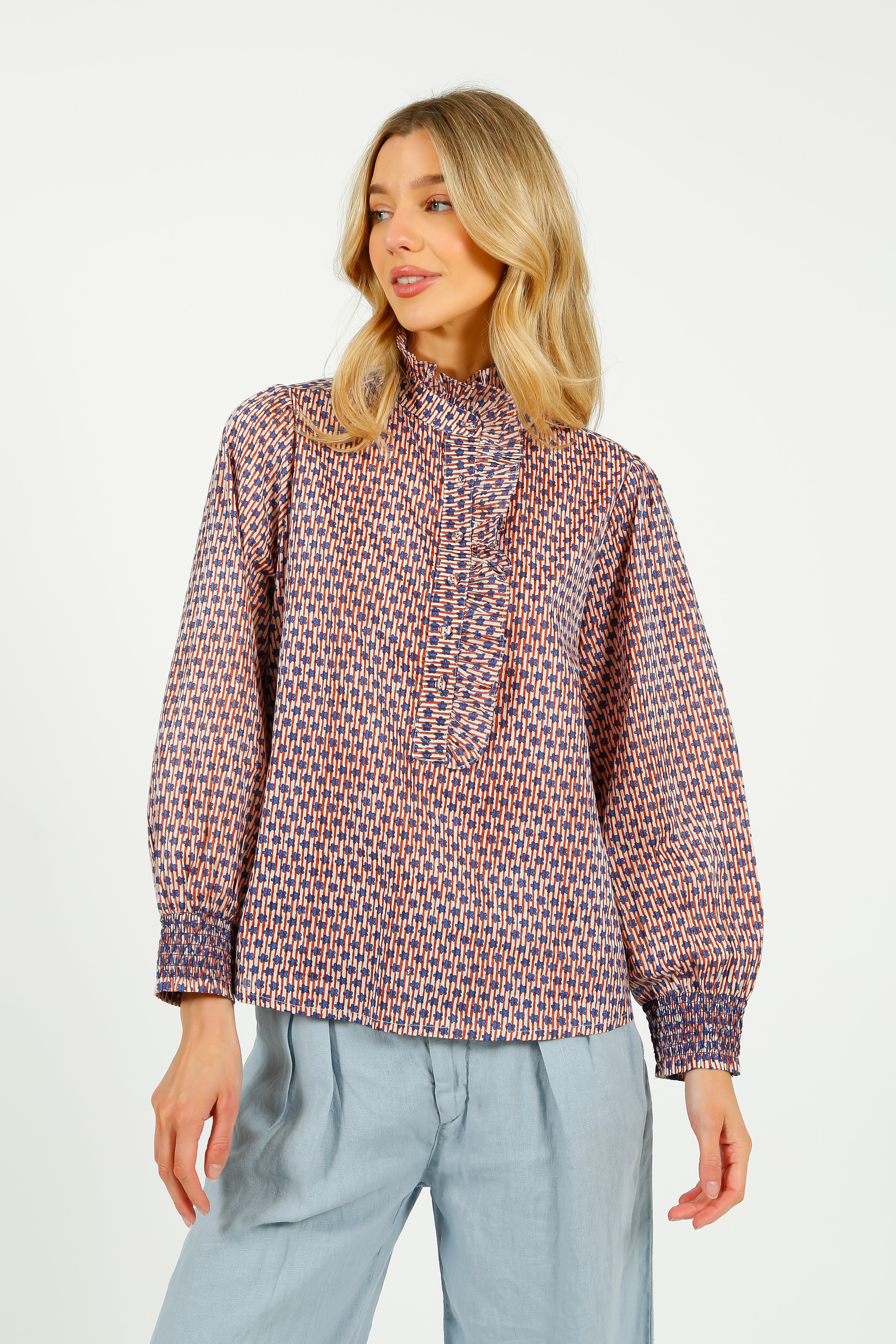 BONTE Aida Shirt in Ecru, Brown