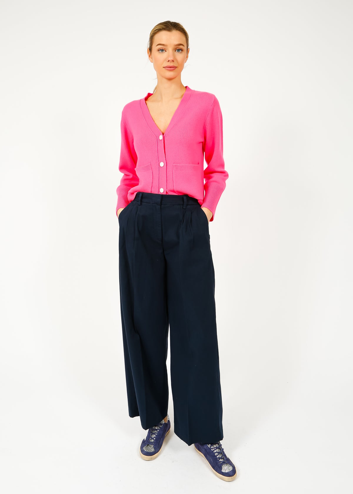 VK Matilda Heavy Knit Cardi in Hot Pink