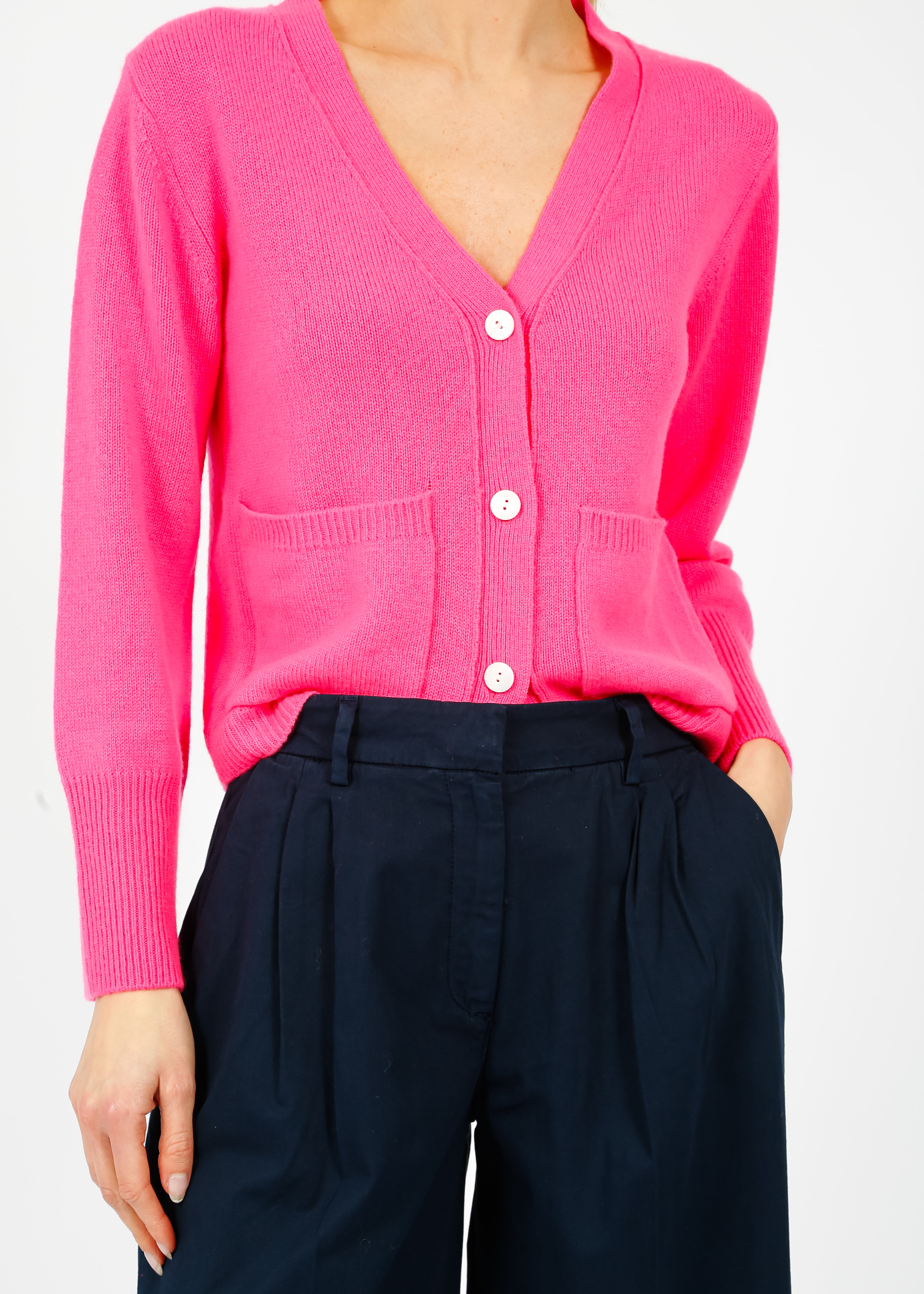 VK Matilda Heavy Knit Cardi in Hot Pink