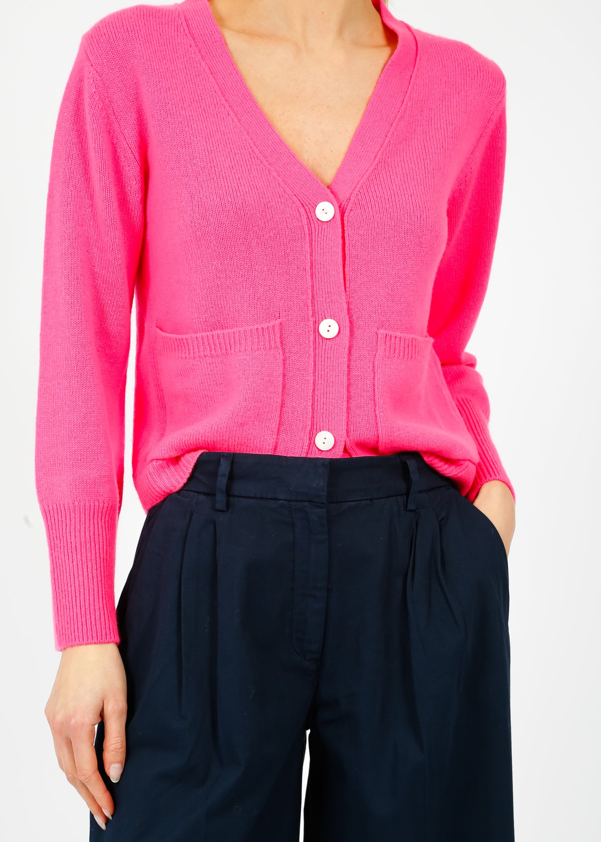 VK Matilda Heavy Knit Cardi in Hot Pink