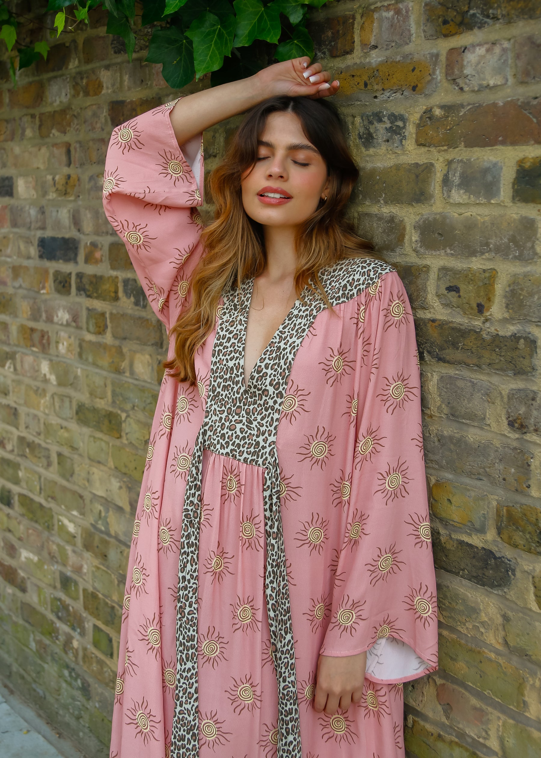 Primrose Park Lulu Dress in Wavy Sun Shell Pink Leopard Brown
