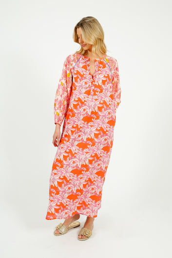 PDS 408 Rosa Flower Dress in White, Pink
