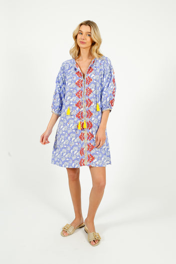PDS 328 Lila Print Dress in Orange Emb