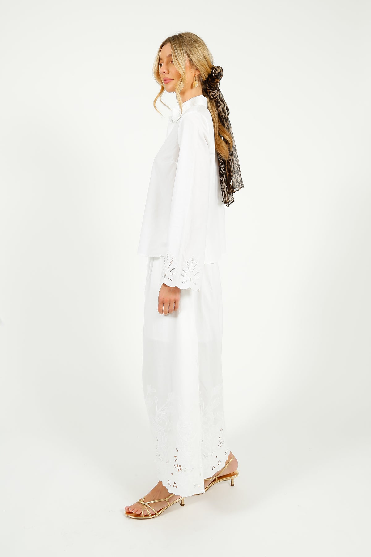 SLF Dahlia Broiderie Ankle Skirt in White