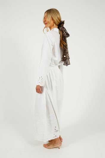 SLF Dahlia Broiderie Ankle Skirt in White