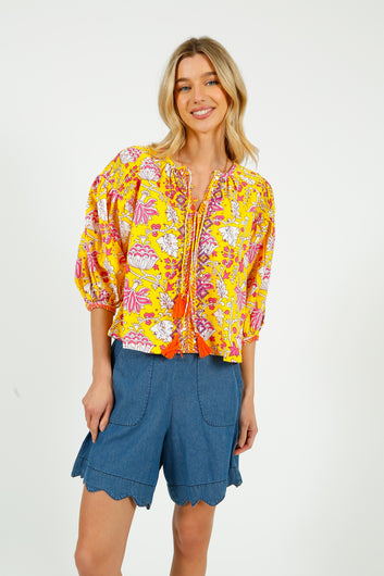 PDS 333 Embroidered Blouse in Yellow