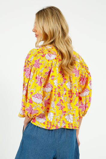 PDS 333 Embroidered Blouse in Yellow