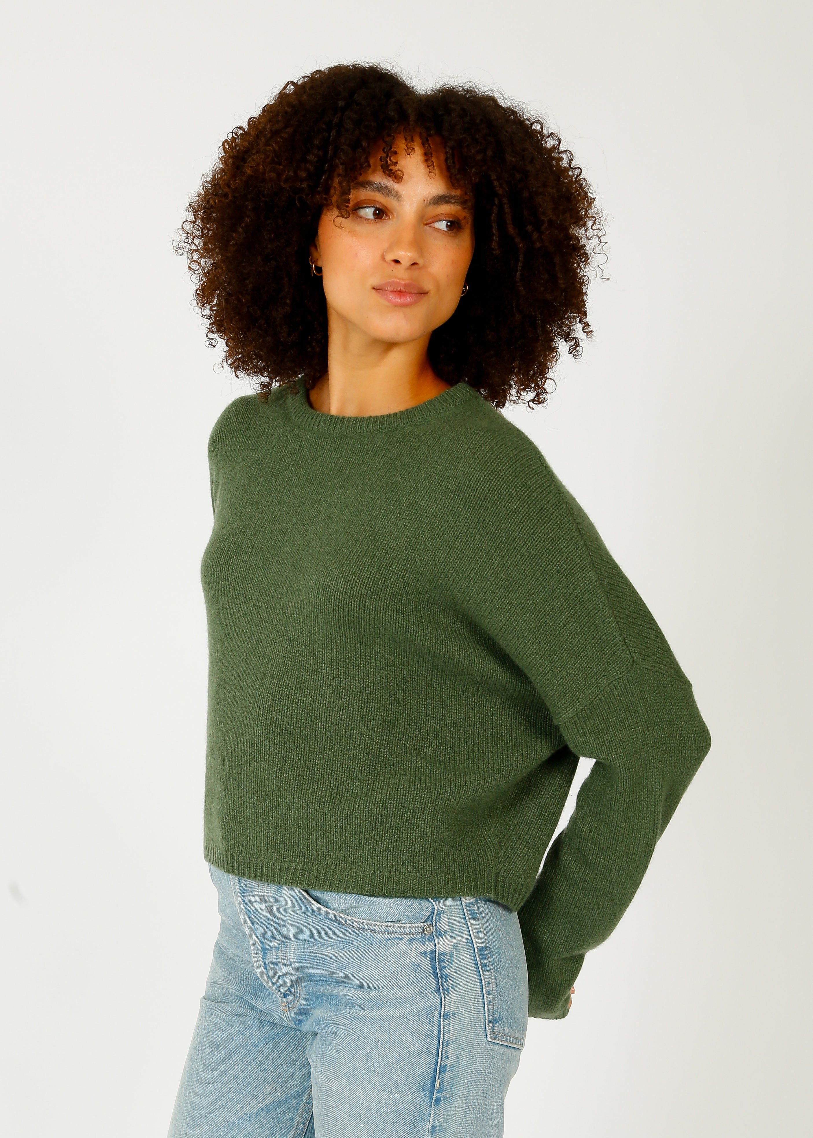 VK Oaklynn Boxy Knit Cashmere in Bronze Green