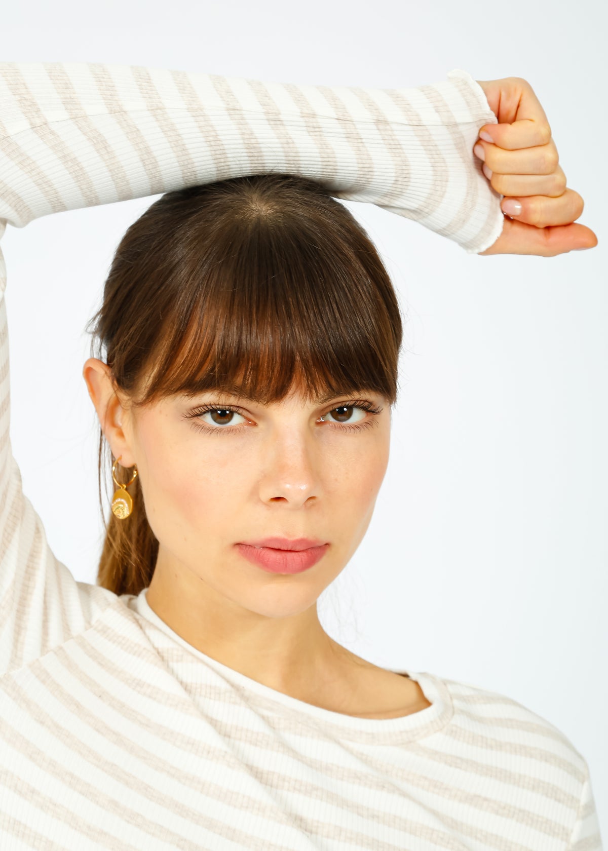 SLF Anna LS Stripe Crew in Oatmeal