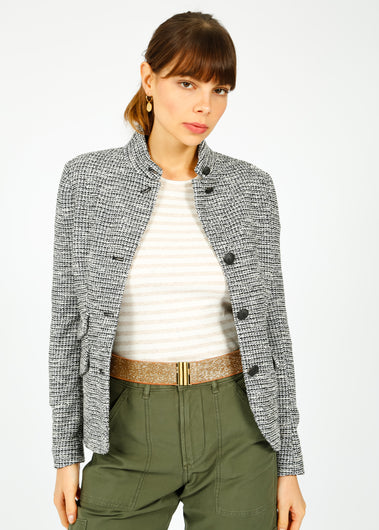 R&B Slade Italian Tweed Blazer in Black Multi