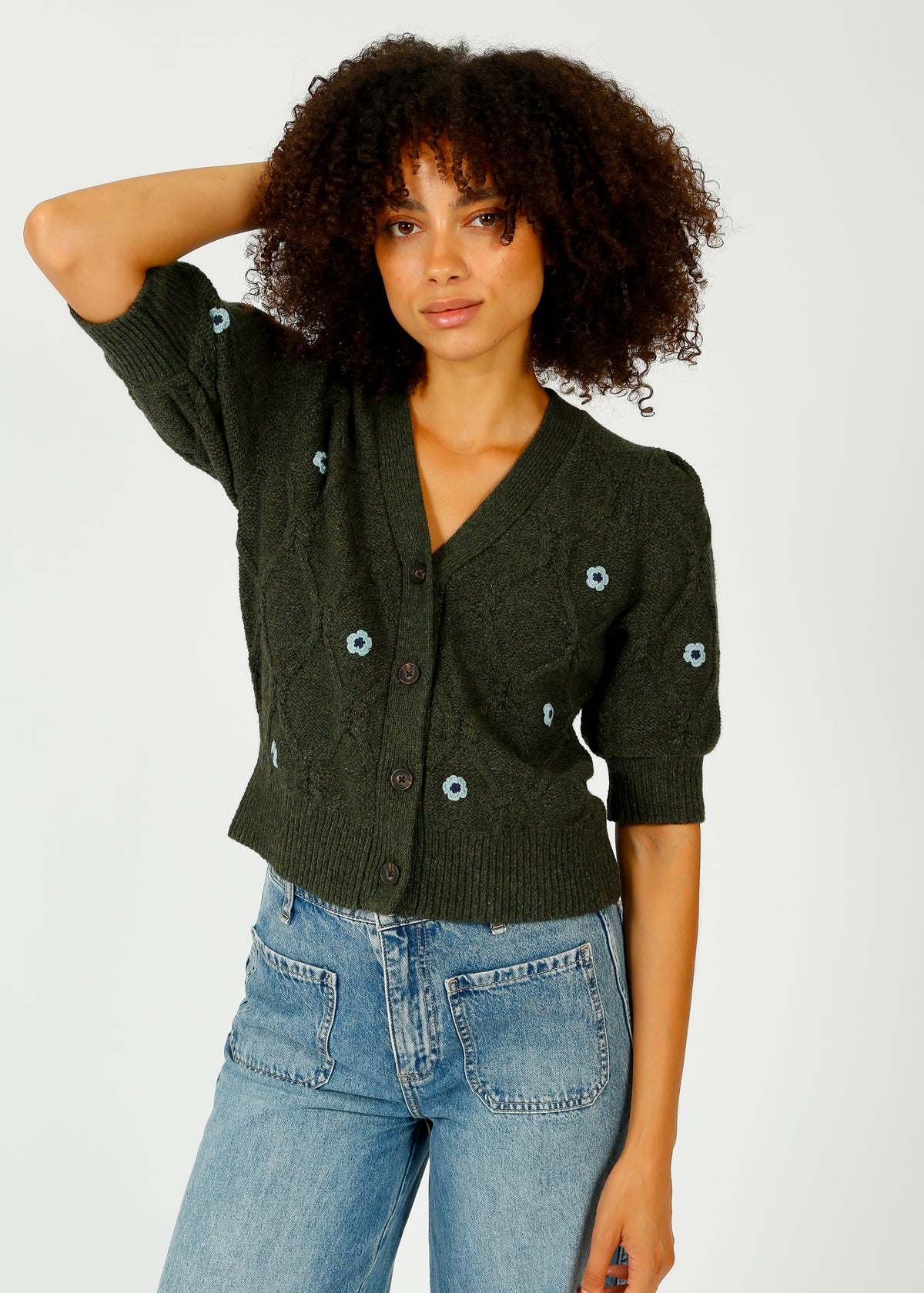RAILS Isla Knit Cardi in Forest Daisies