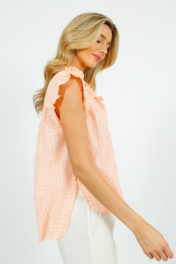 BR Coyote Checked Blouse in Orange