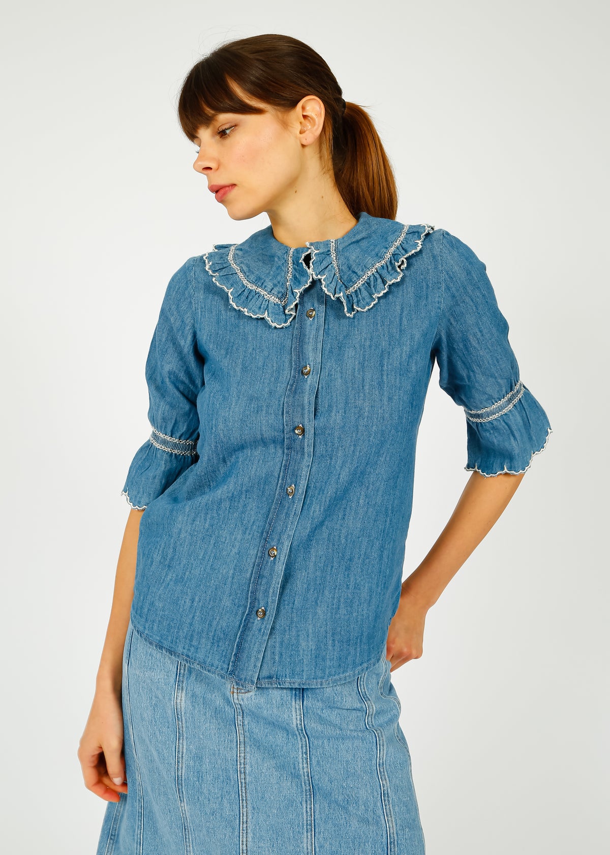 S&M Daisy Blouse in Indigo