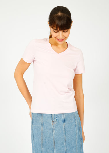SLF Essential SS V Neck in Cradle Pink