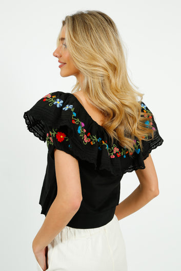 RIXO Lisette Top in Ombre Floral Black