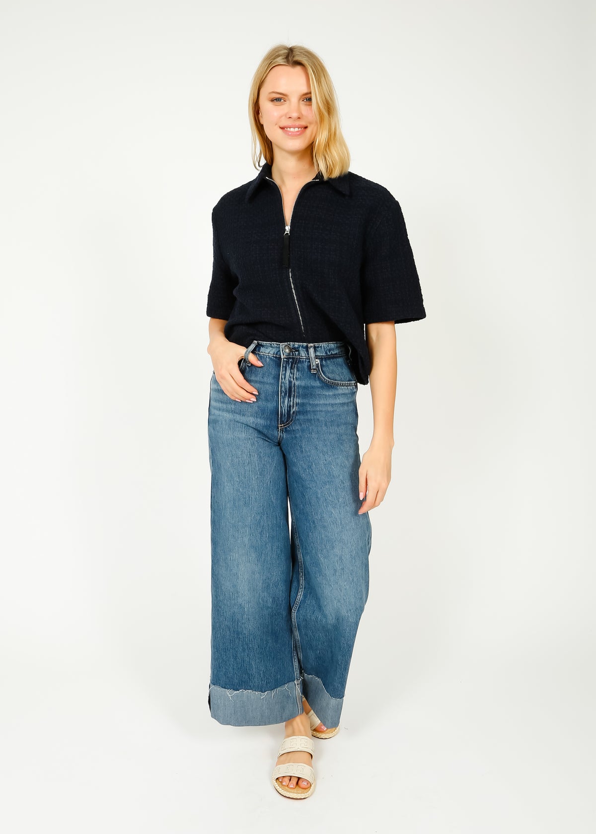 R&B Sofie Crop Cuff Jean in Pebbles