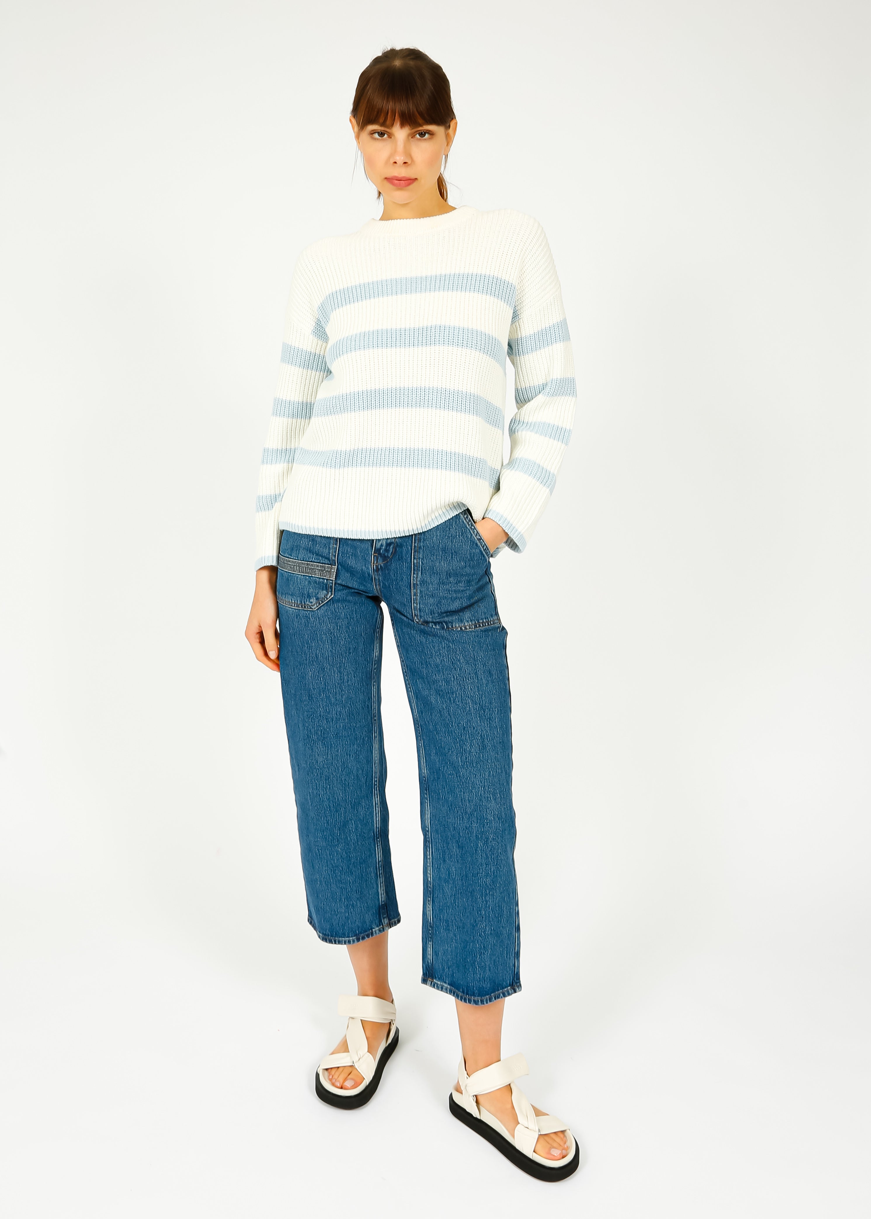 SLF Bloomie LS Stripe Knit in Snow White