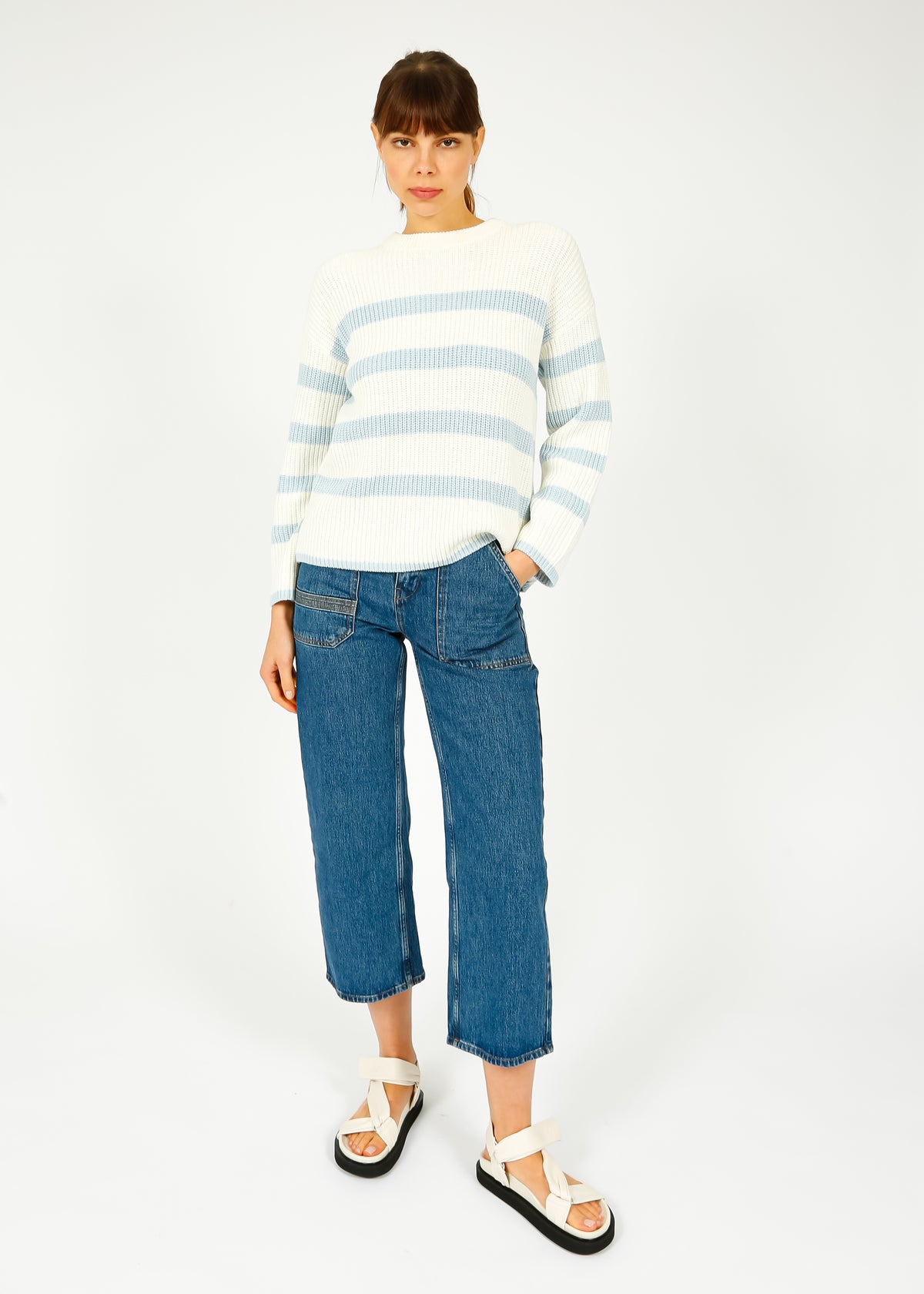 SLF Bloomie LS Stripe Knit in Snow White