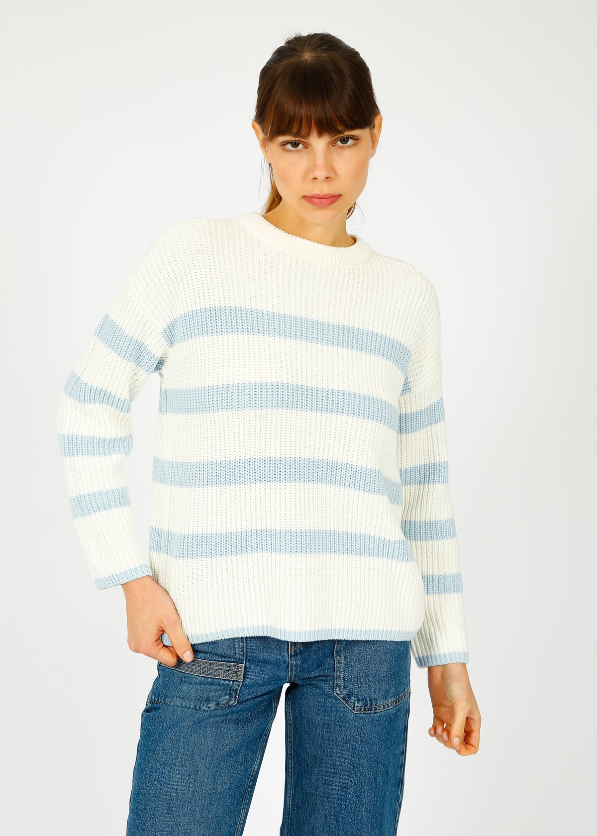 SLF Bloomie LS Stripe Knit in Snow White