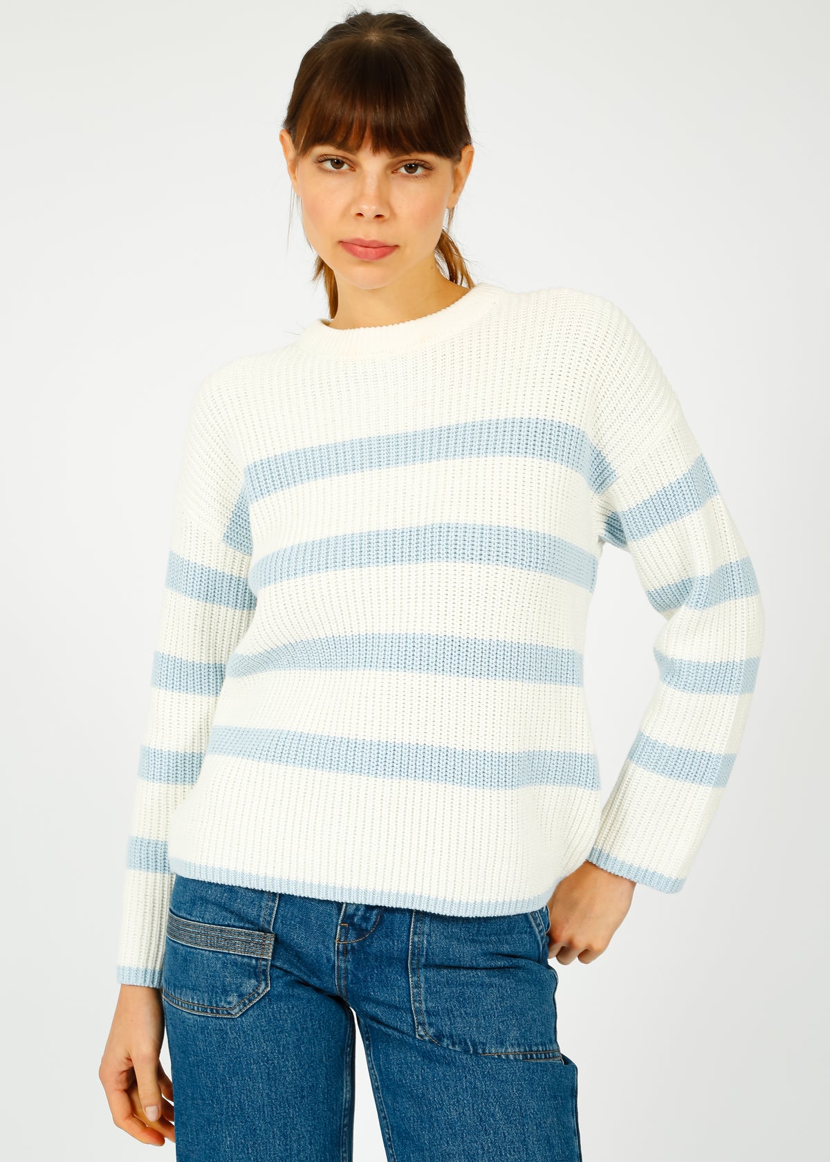 SLF Bloomie LS Stripe Knit in Snow White