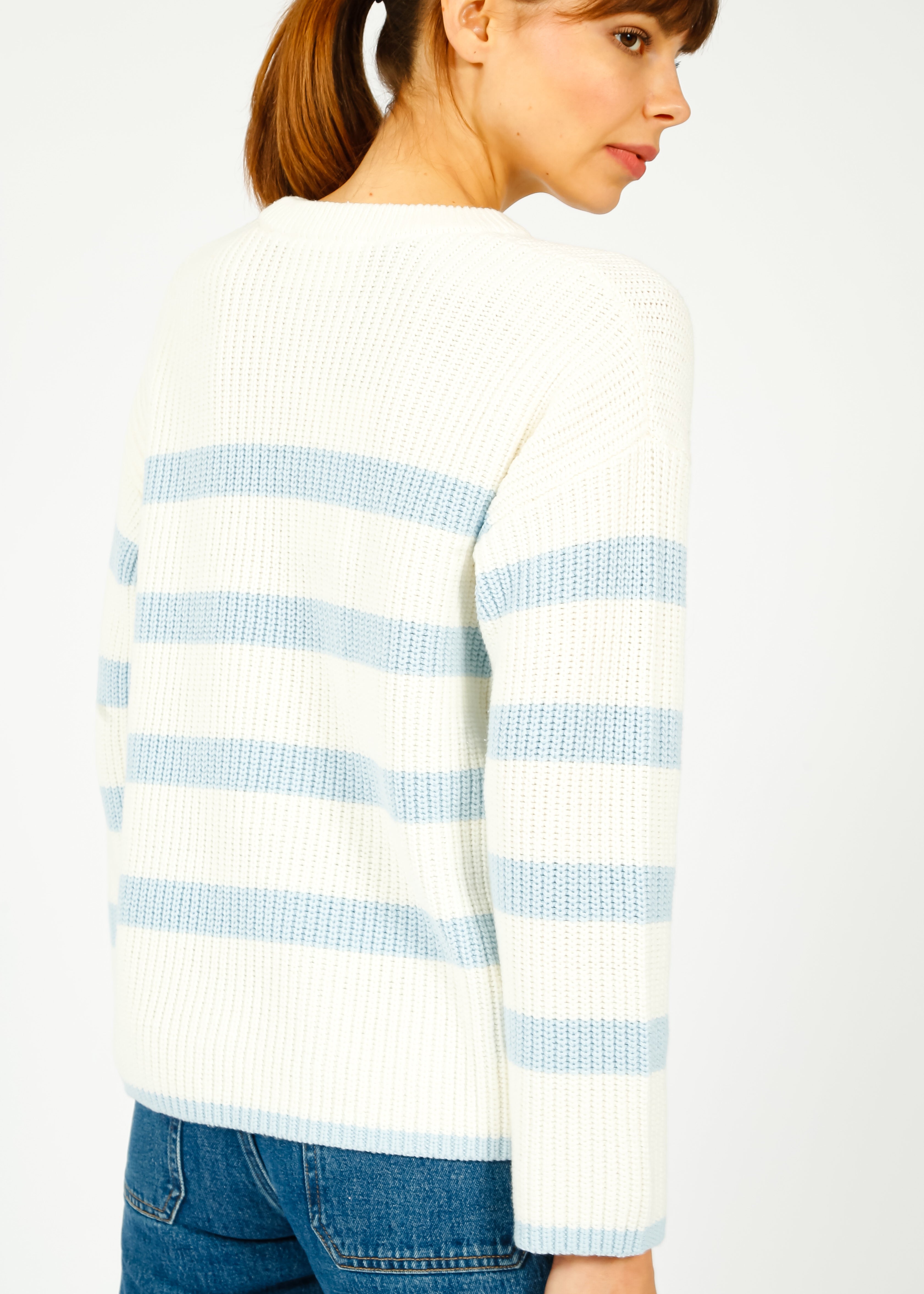 SLF Bloomie LS Stripe Knit in Snow White
