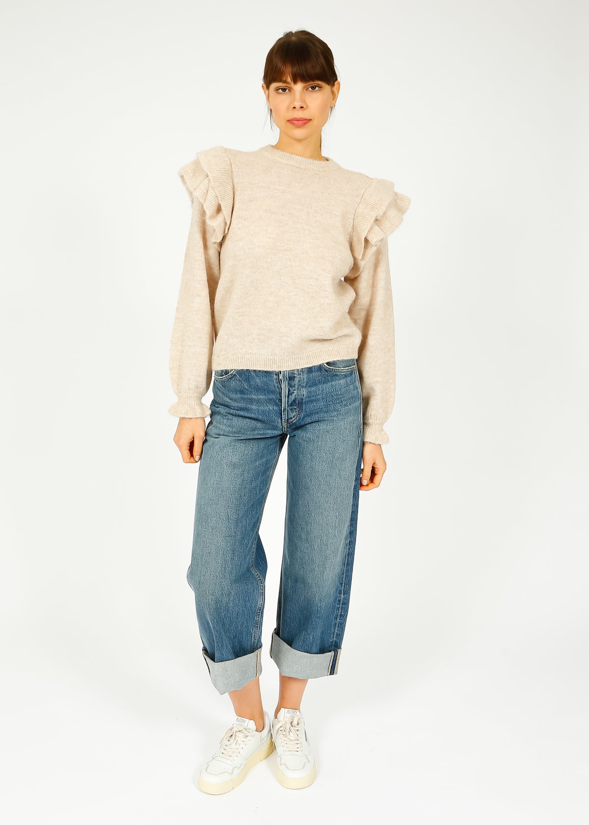 SLF Lulu Knit with Shoulder Frill in Birch