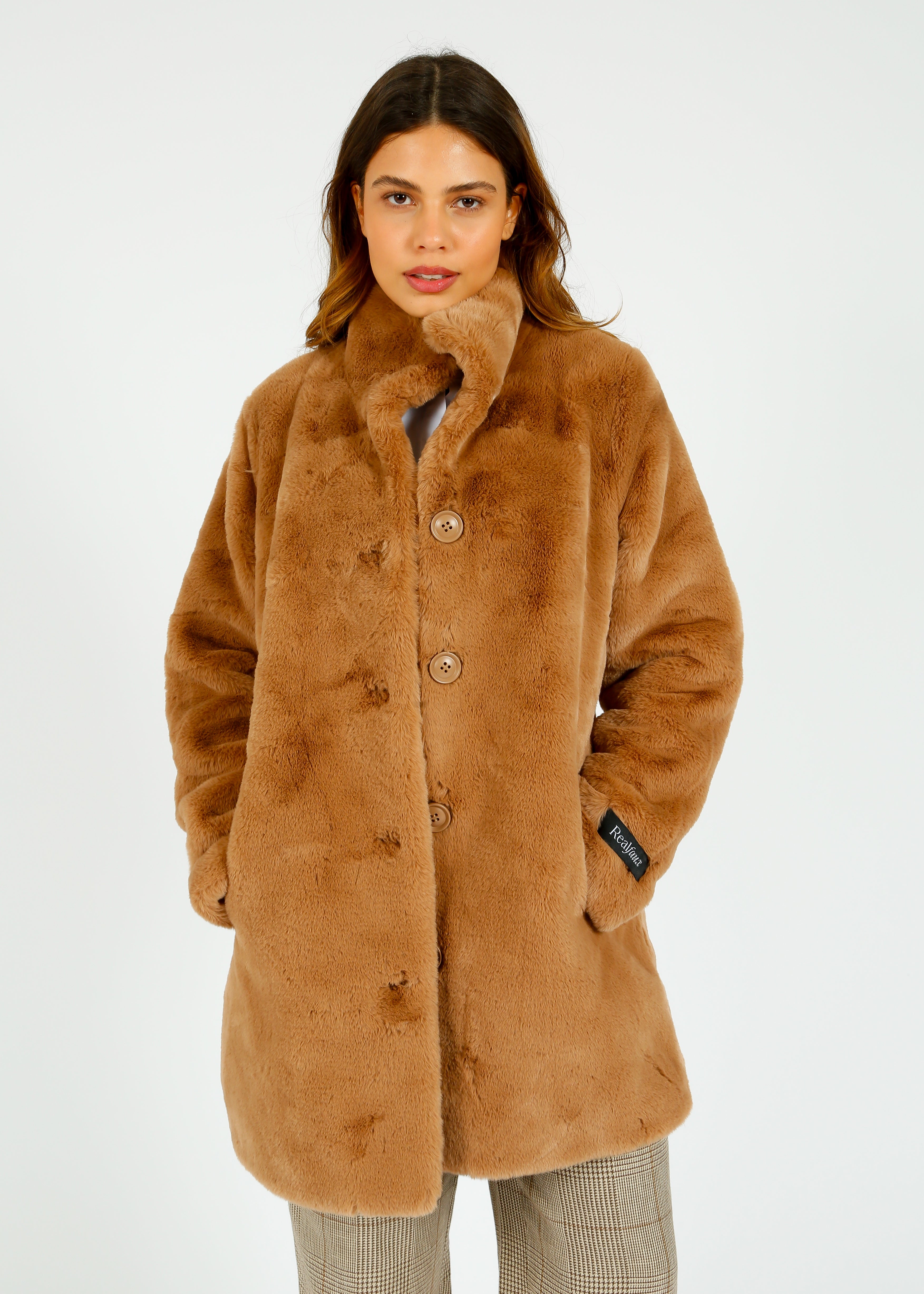 R&P Nonna Faux Fur Coat in Twig