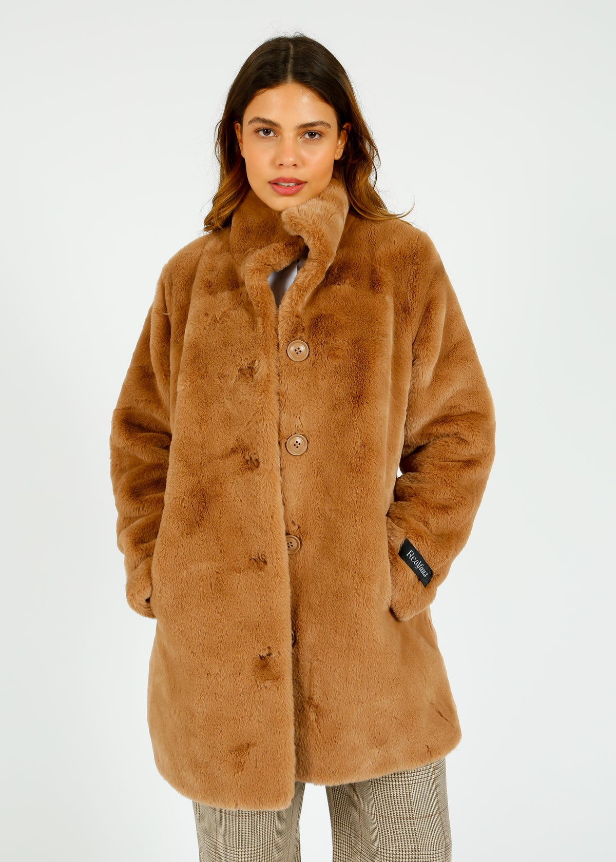 R&P Nonna Faux Fur Coat in Twig