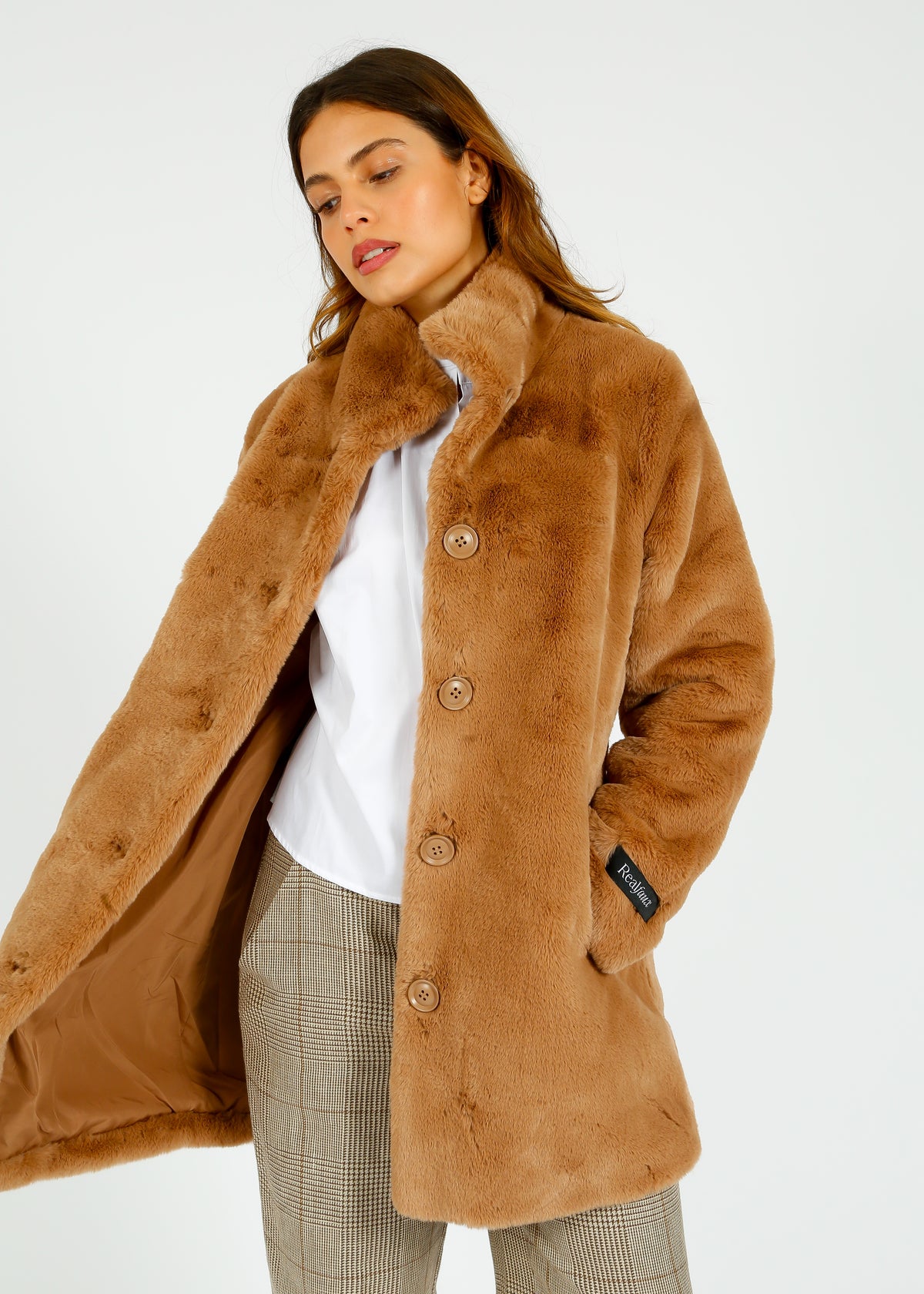 R&P Nonna Faux Fur Coat in Twig