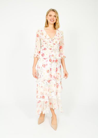 RIXO Preslee Skirt in Waterblossom Ivory