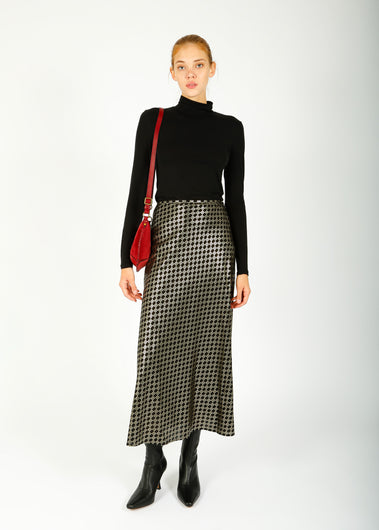 RIXO Kelly Skirt in Chain Mail Black
