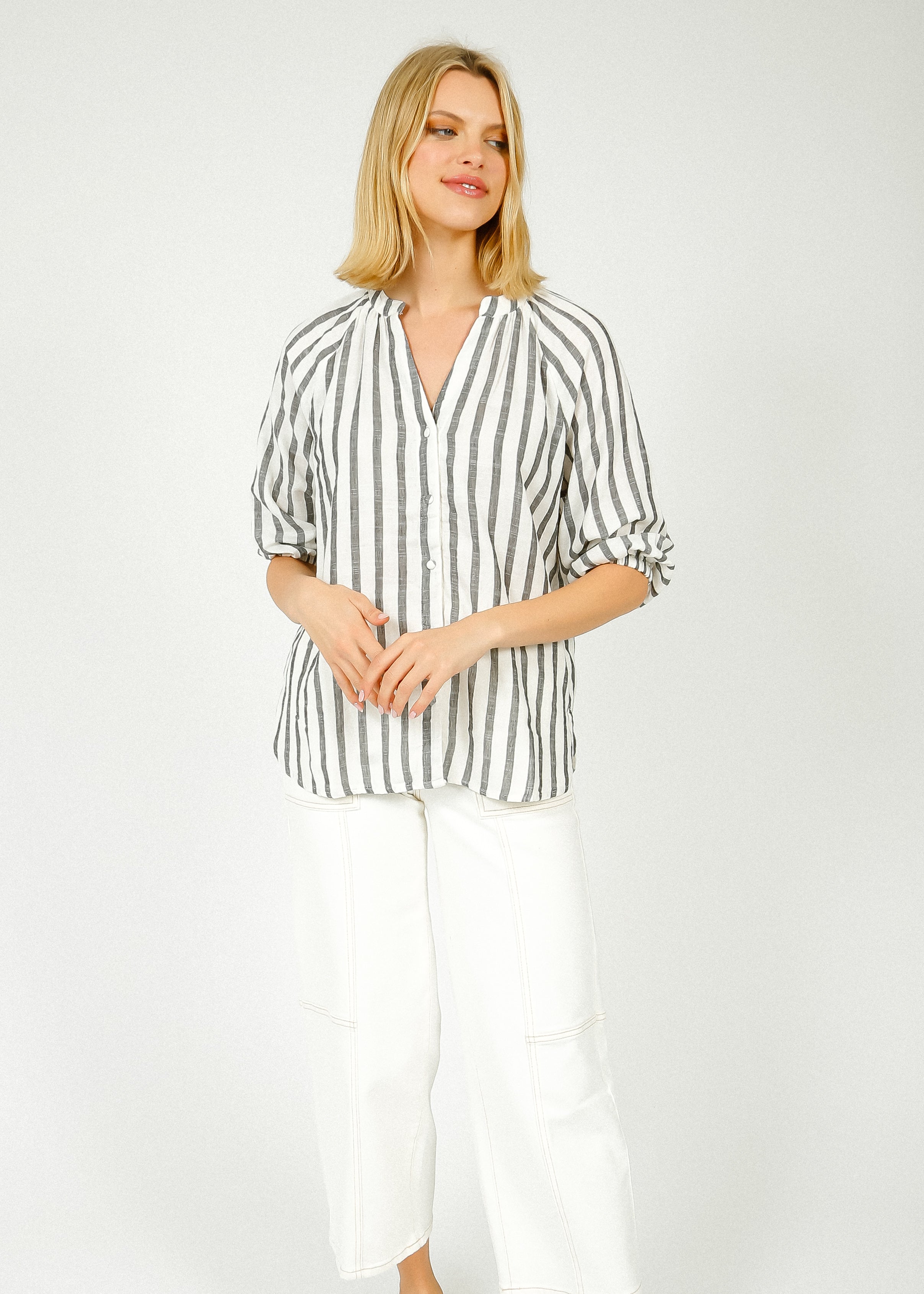 SLF Alberta Stripe Shirt in Black, White