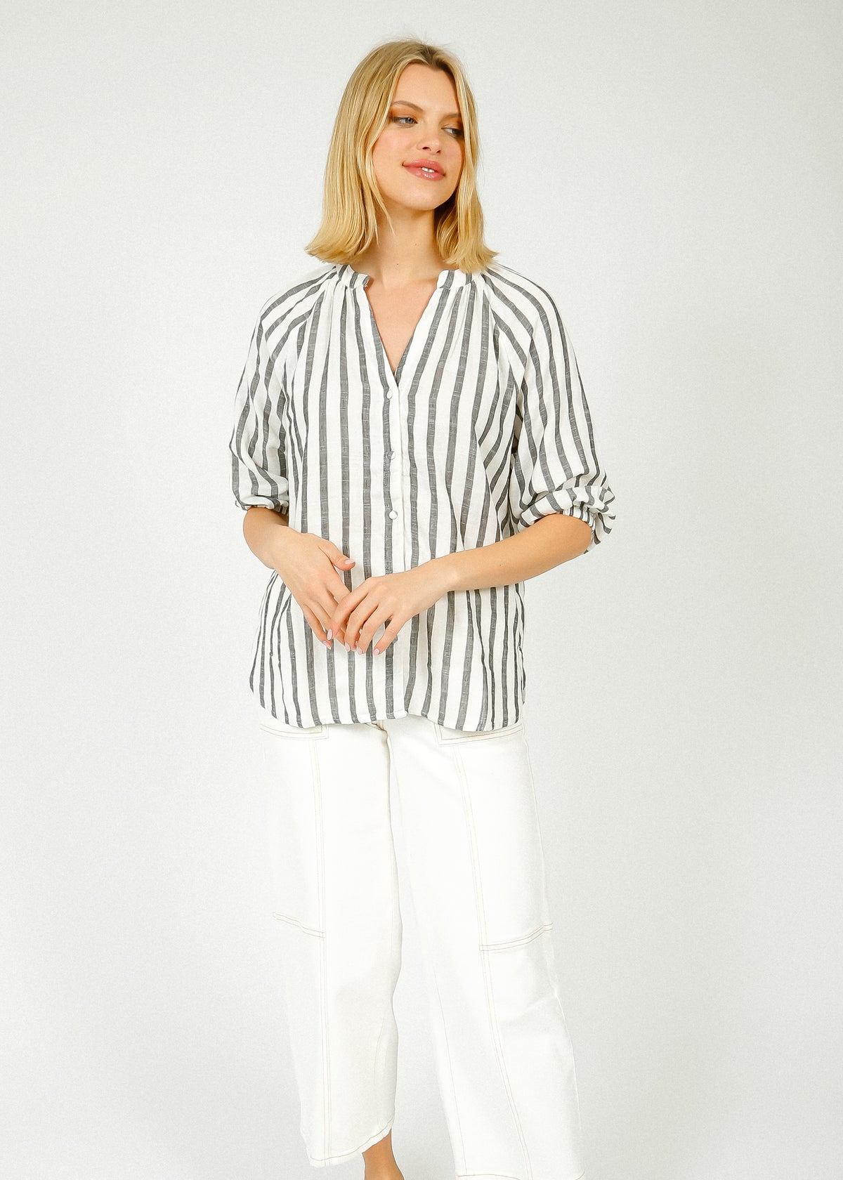 SLF Alberta Stripe Shirt in Black, White
