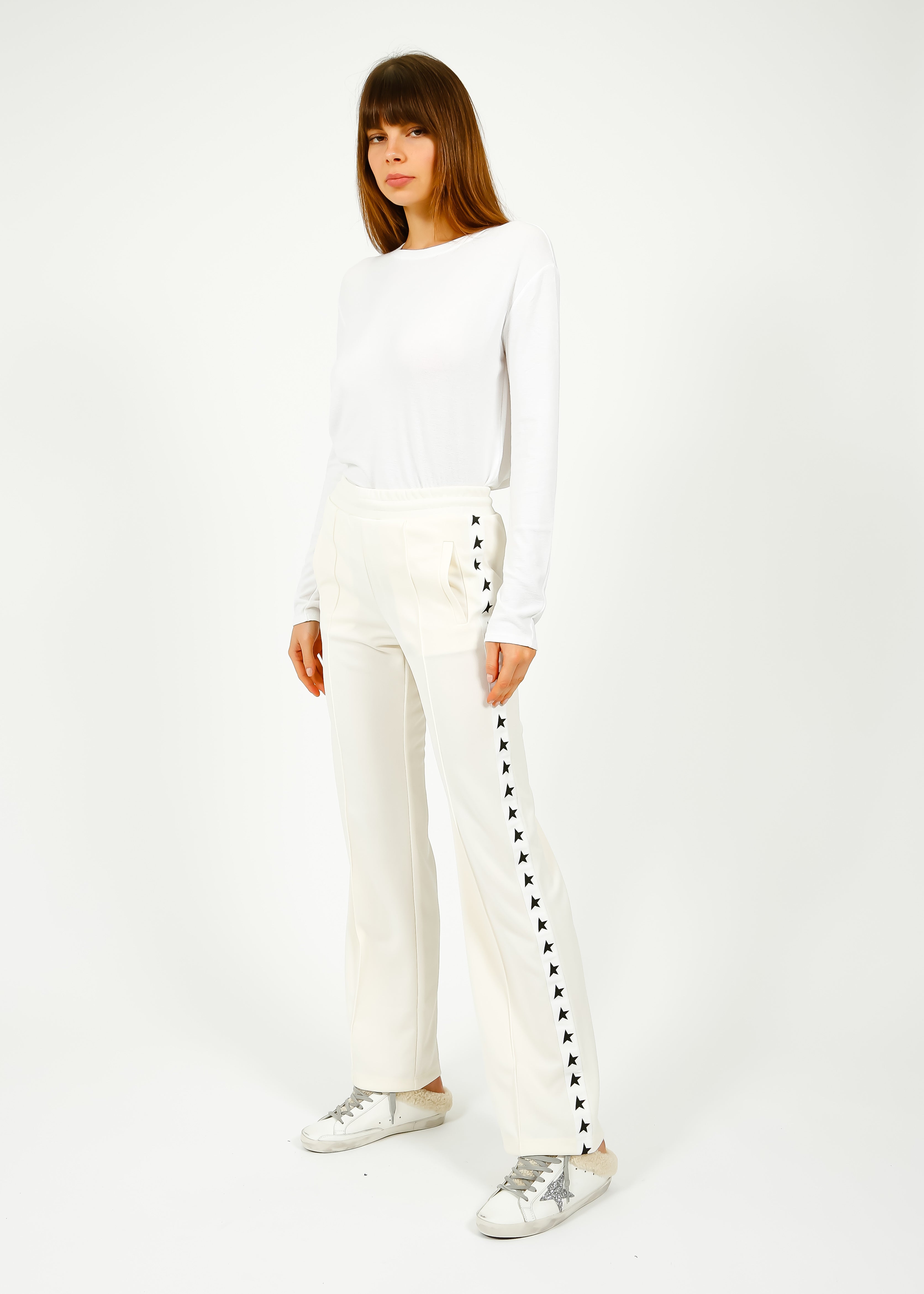 GG Dorotea Wide Joggers in Papyrus, Black