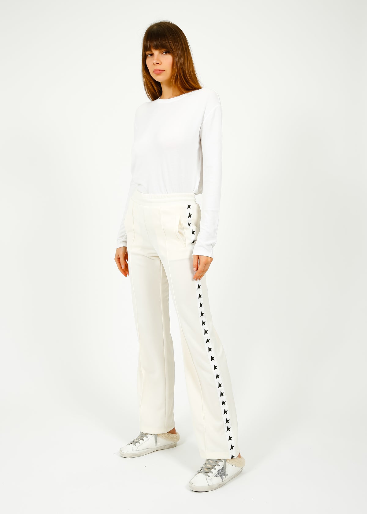 GG Dorotea Wide Joggers in Papyrus, Black