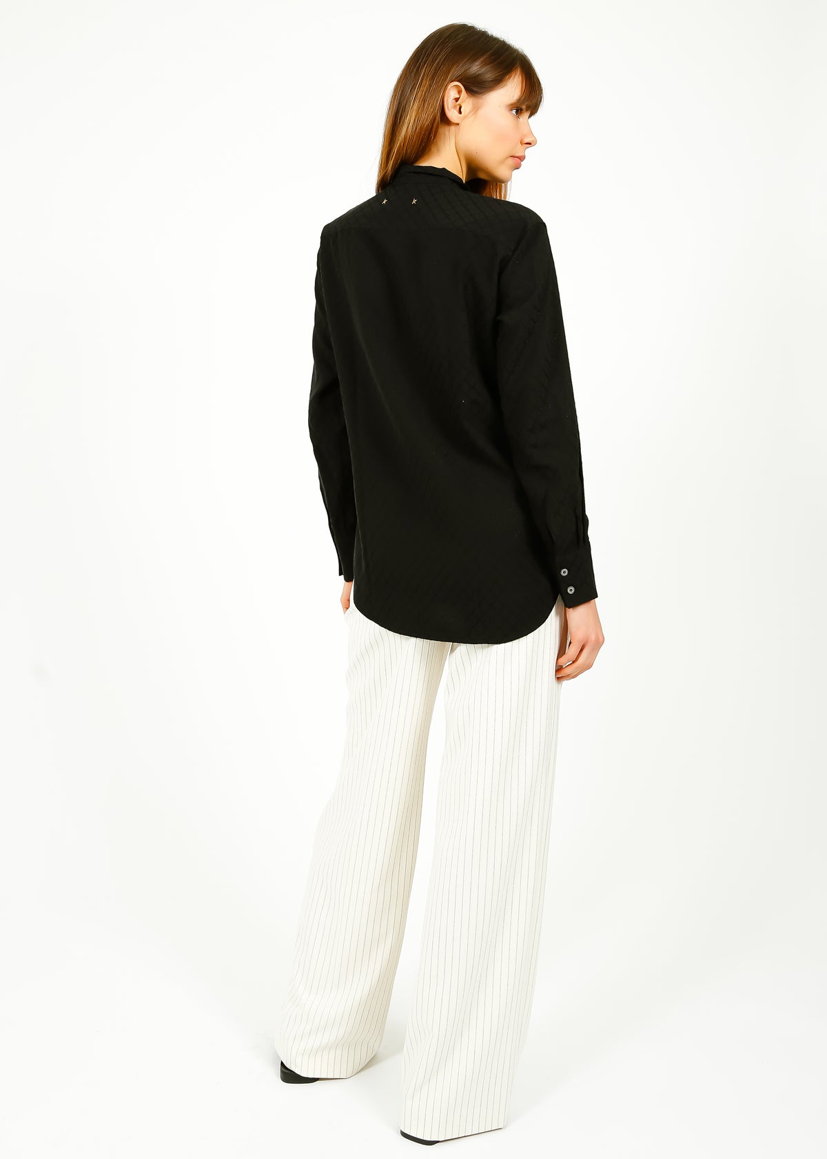 GG Tie Detail Blouse in Black